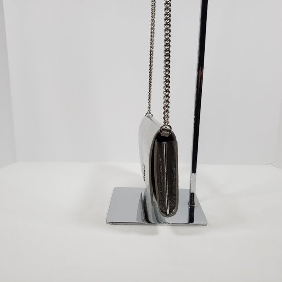 Burberry Hannah Wallet on Chain Crocodile Embossed Leather - Metallic Silver - Picture 3 of 9